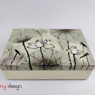 Small rectangle lacquer box hand-painted with lotus pond 11*17*H5 cm